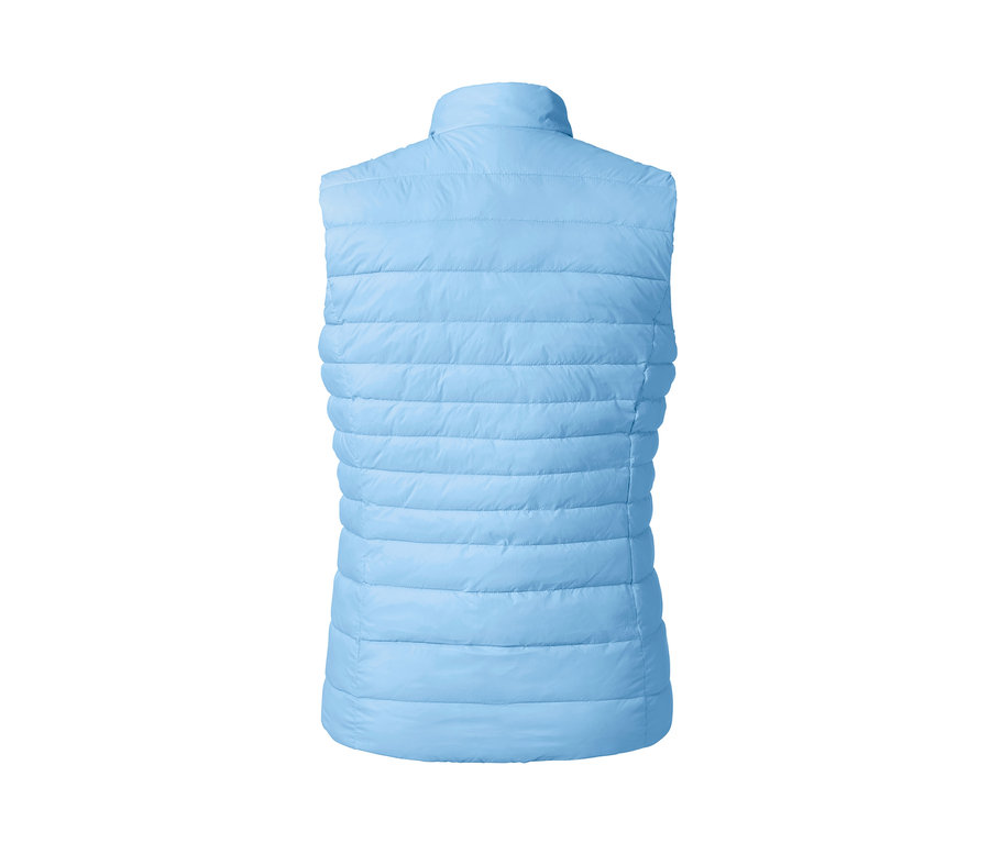 Hellblaue Steppweste mit Wendefunktion.