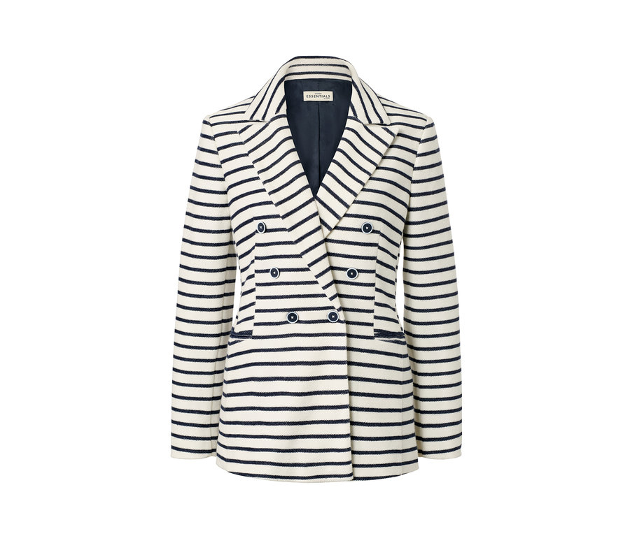 Gestreifter Sweatblazer mit Reverskragen und Knöpfen.