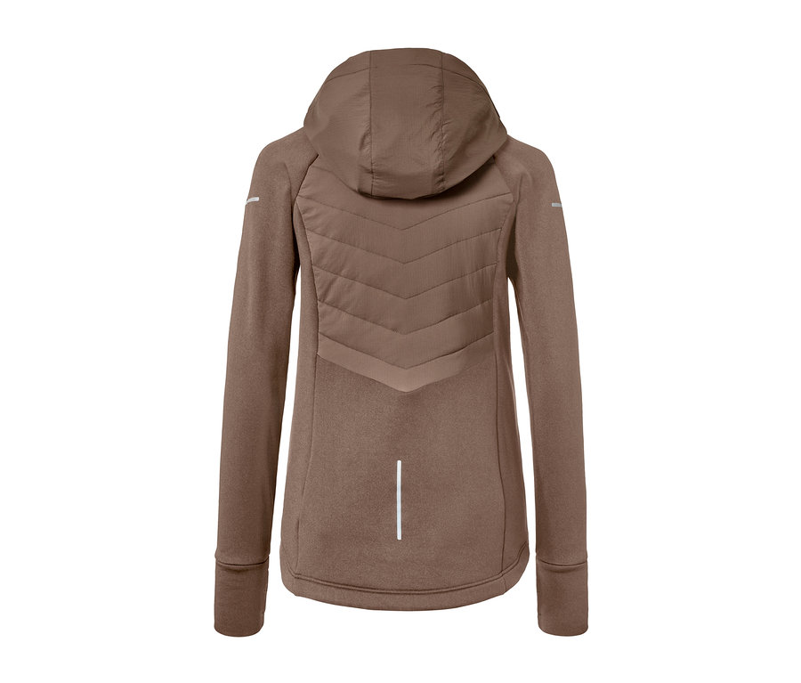 Braune Thermojacke mit Kapuze von hinten.