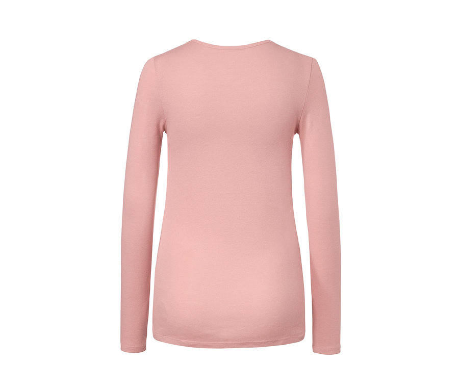 Rosa Langarmshirt aus Wolle-Seiden-Mix.