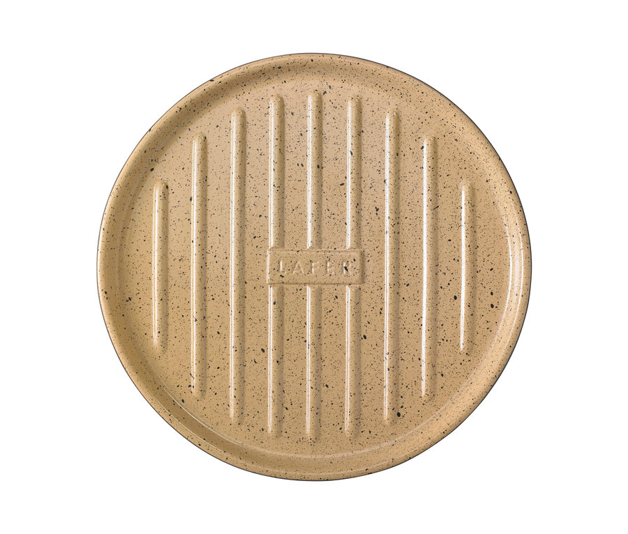 Beige Römertopf »Lafer Plancha« mit Rillen.