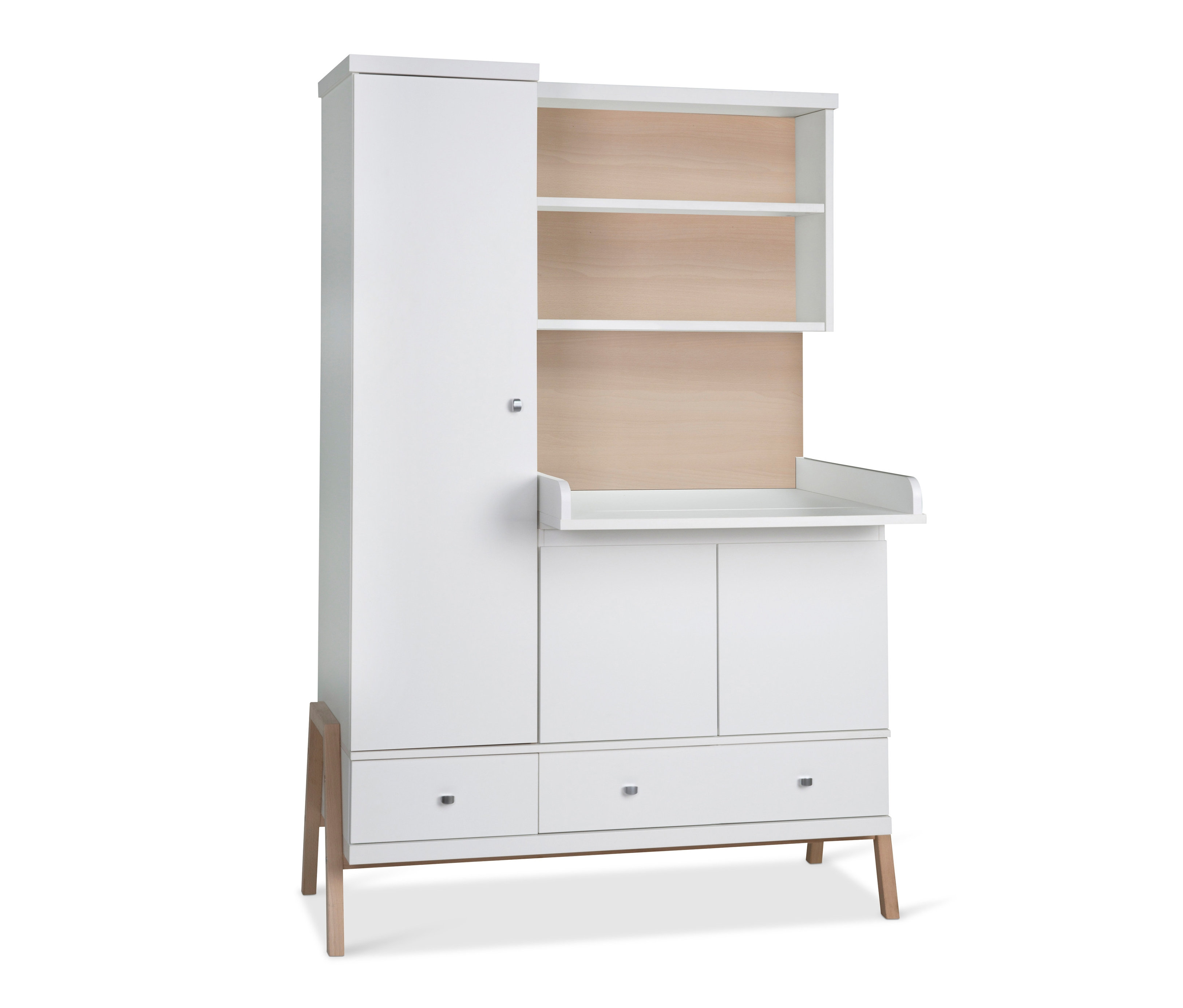 Weißes Schardt Kinderzimmer-Set »Holly Nature« mit Schrank und Wickelkommode.