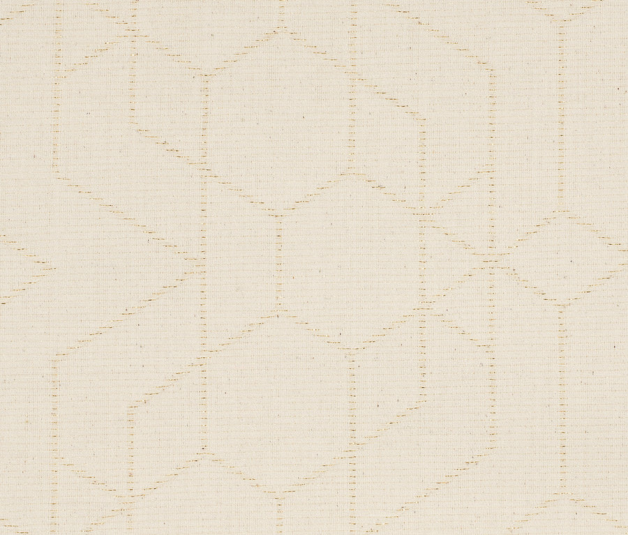 Nahaufnahme einer Jacquard-Tischdecke mit geometrischem Muster.