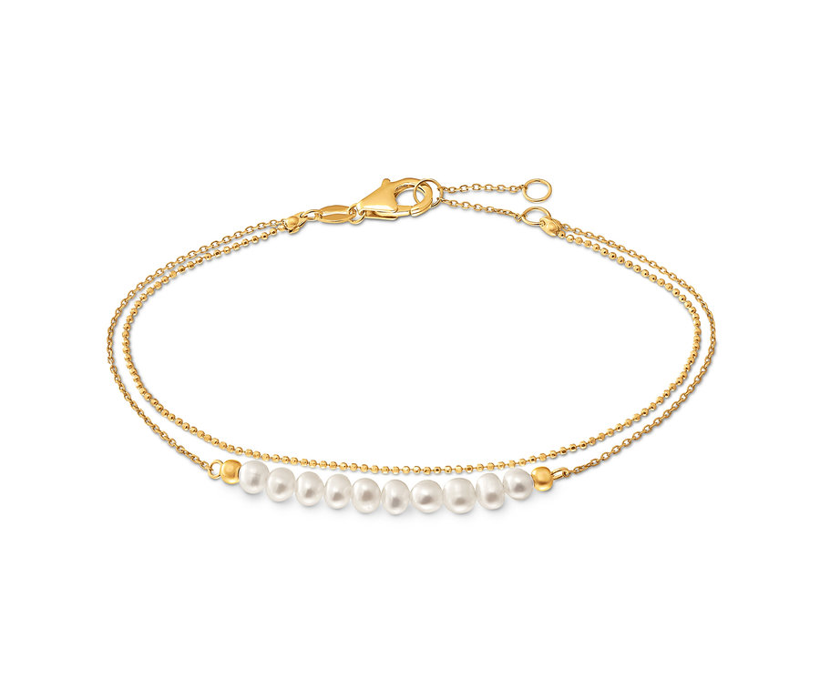 Goldenes Armband mit Süßwasserzuchtperlen.