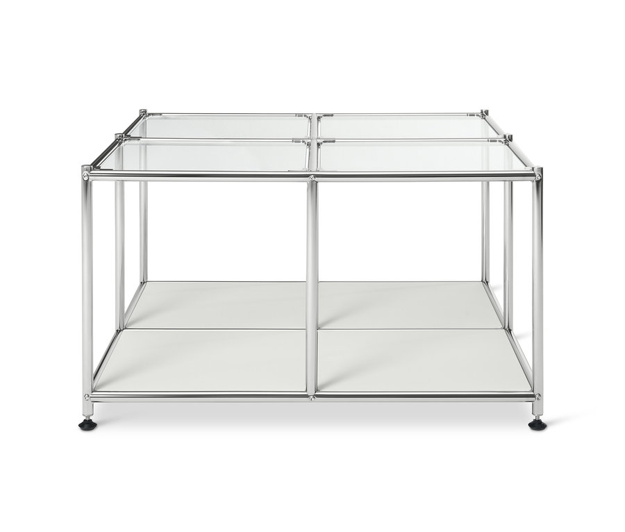 Weißer Couchtisch Metall »CN3« mit 4 Glasplatten.