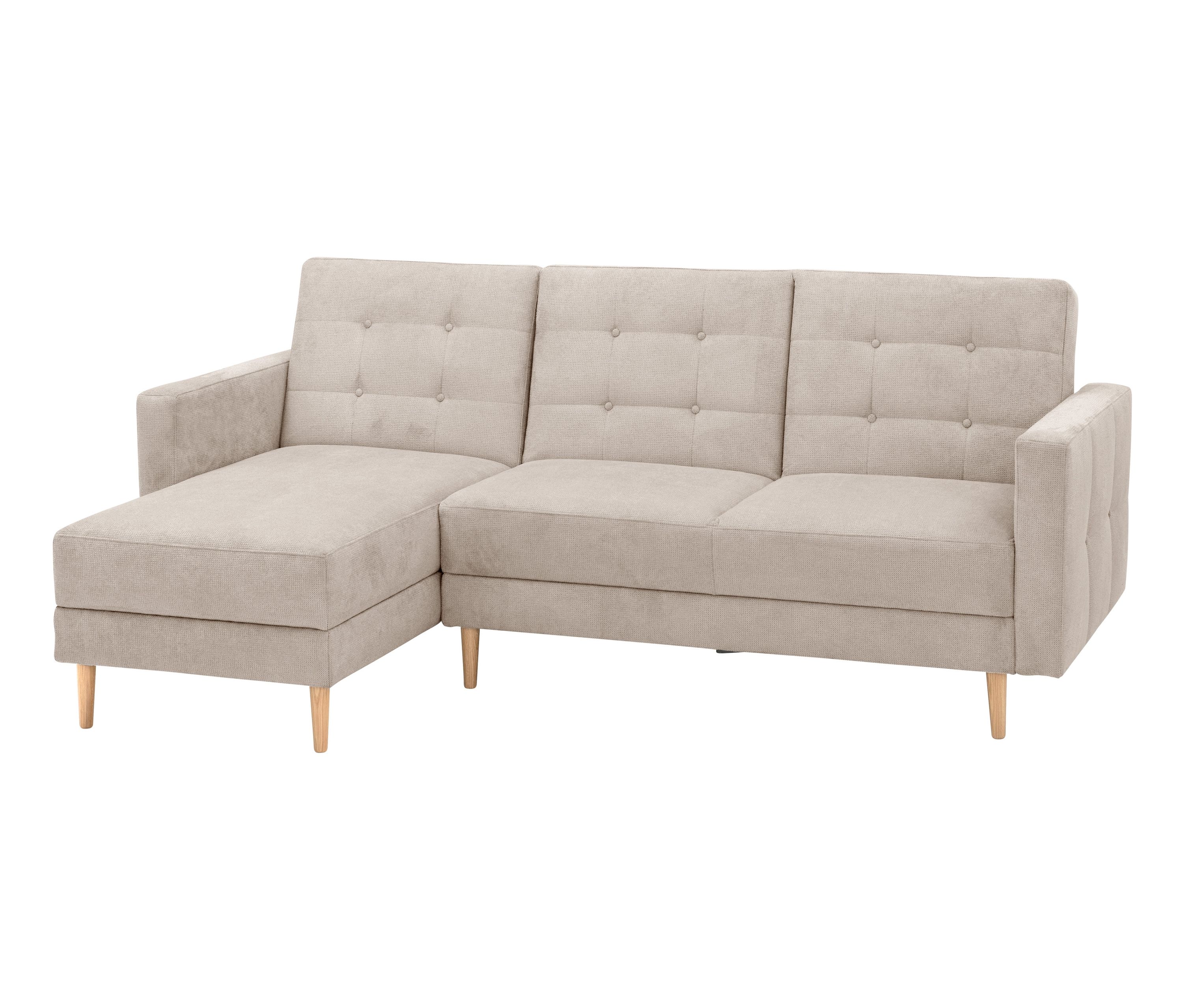 Thumbnail - Tchibo - Federkern-Eckschlafsofa »Just More« mit Stauraumbank - 222x144x92cm - Polyester / Leder / Buchenholz