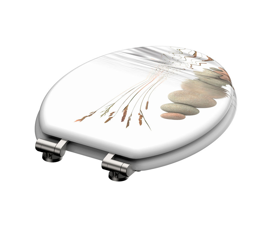 MDF WC-Sitz, Balance mit Steine- und Gräserdruck.