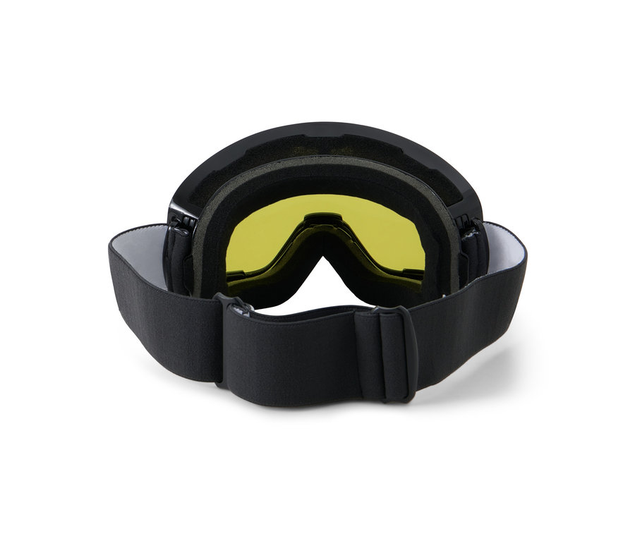 Rückansicht einer Schneebrille mit magnetischen Wechselscheiben.
