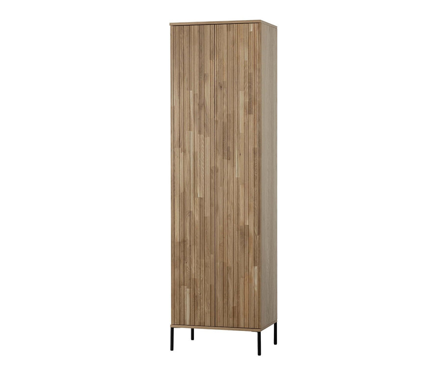 Schrank, Eiche naturfarben mit schwarzen Füßen.
