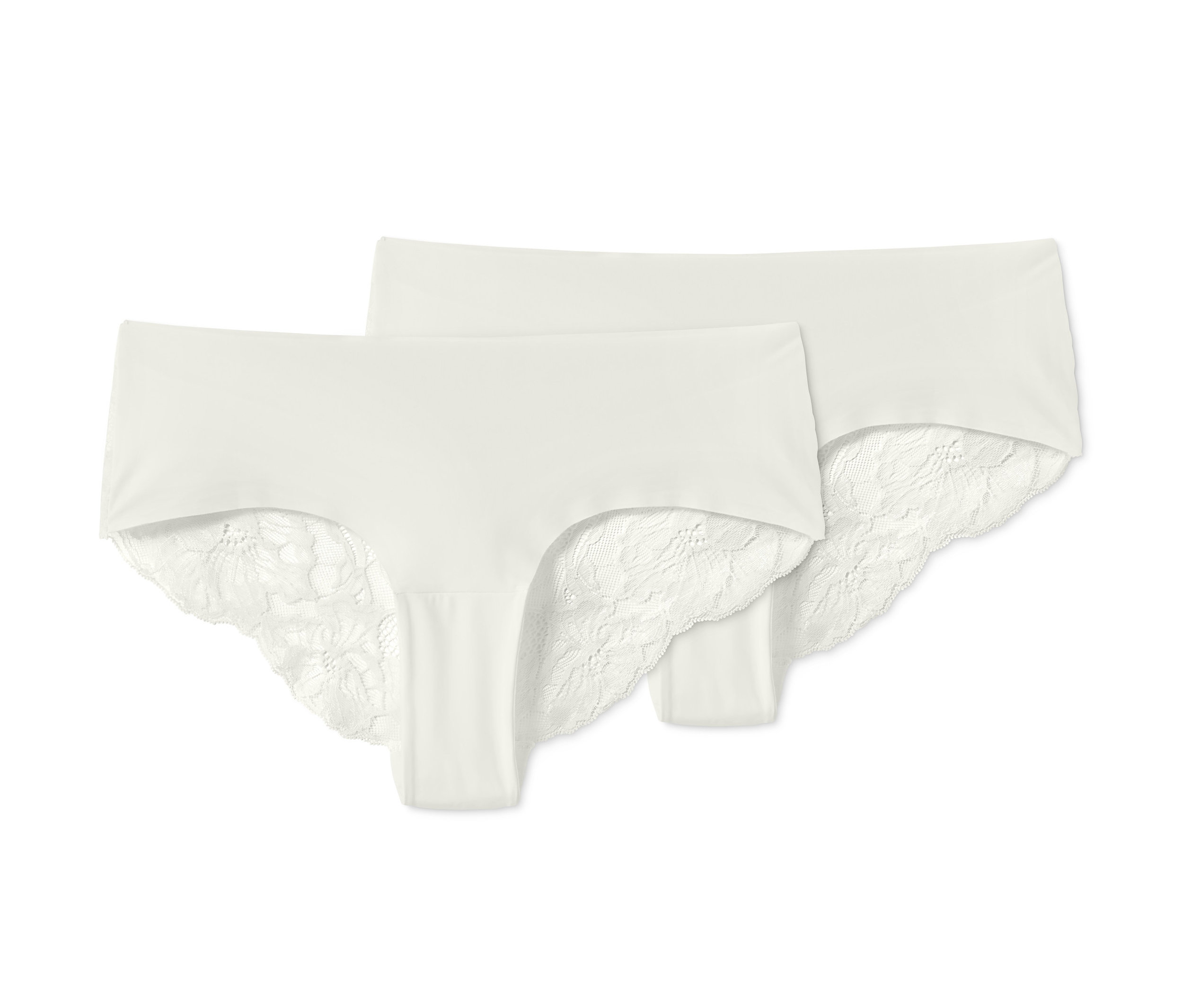 Zwei creme Magic-Cut-Brazilslips.