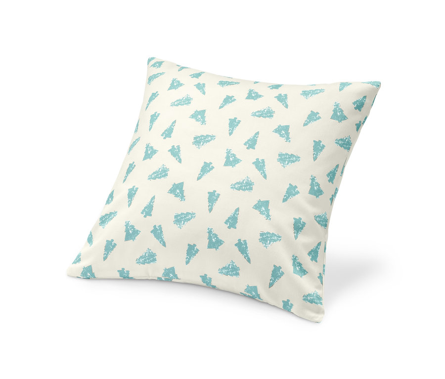 Beigefarbenes Dekokissen mit blauem Weihnachtsbaumdruck, 2 Stk.