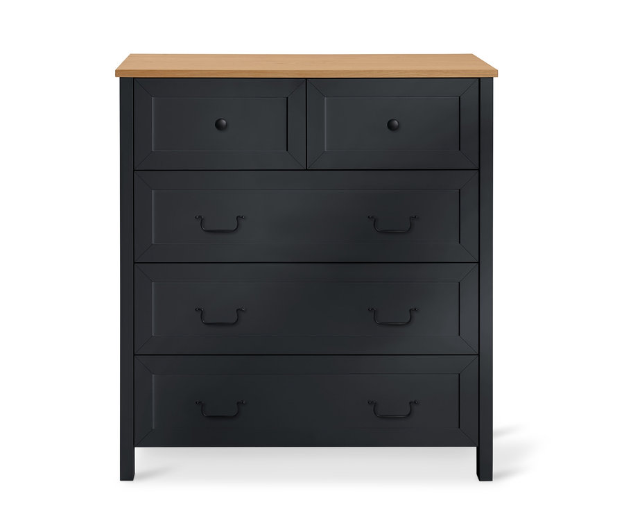 Schwarze Kommode »Clara« mit Holzplatte.