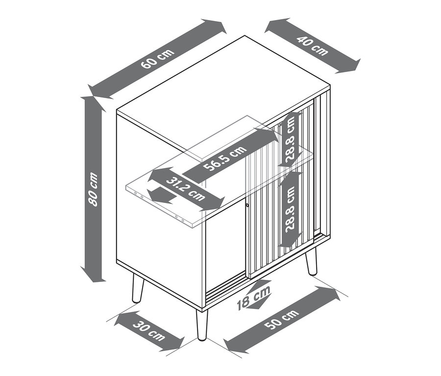 Abmessungen der Kommode.