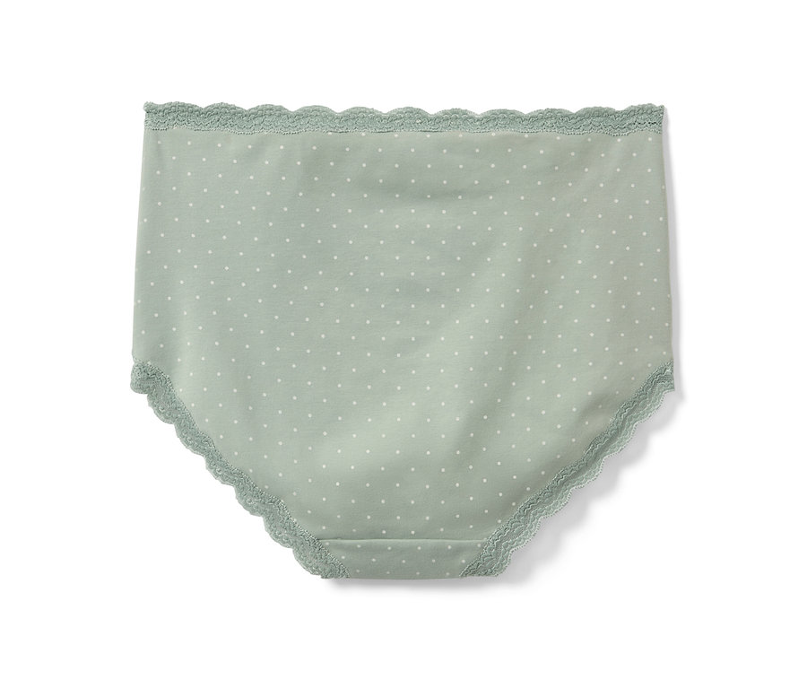 Eine hellgrüne Highwaist-Panty mit weißen Punkten.