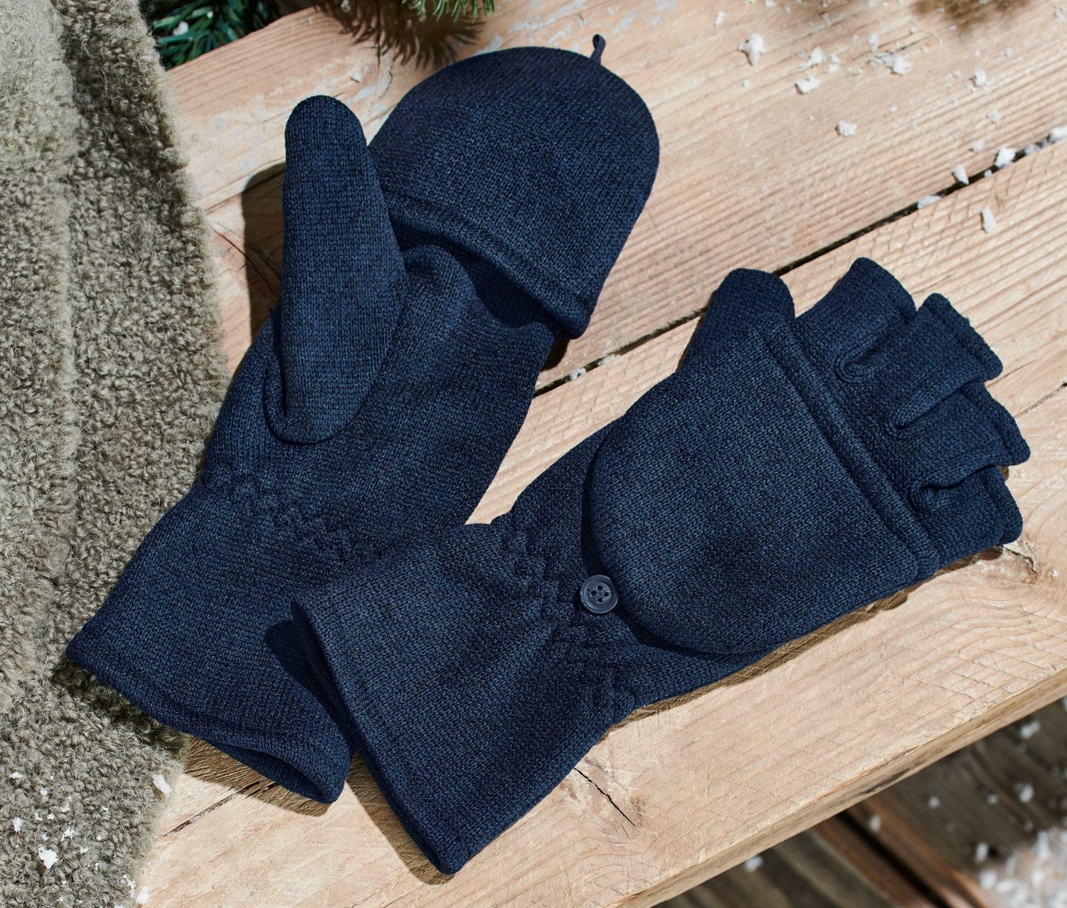 Thumbnail - Tchibo - Strickfleece-Klappfäustlinge - Herren - Gr. 7,5 - blau