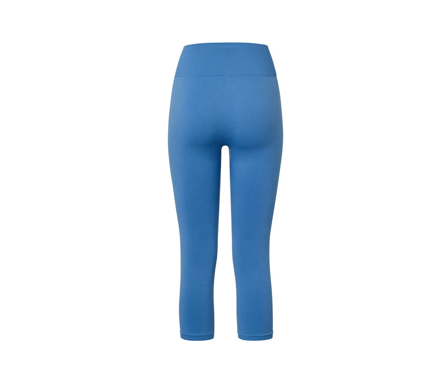 Blaue 3/4-Seamless-Sporttight.