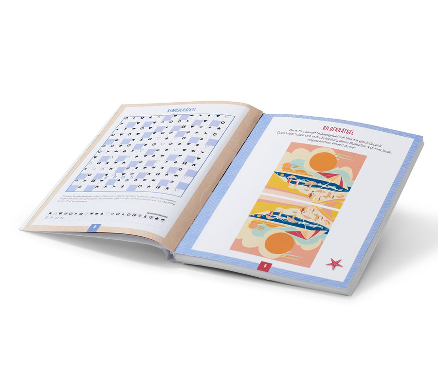 Offenes Buch »Gute-Laune Sommer-Rätsel« mit Rätseln.