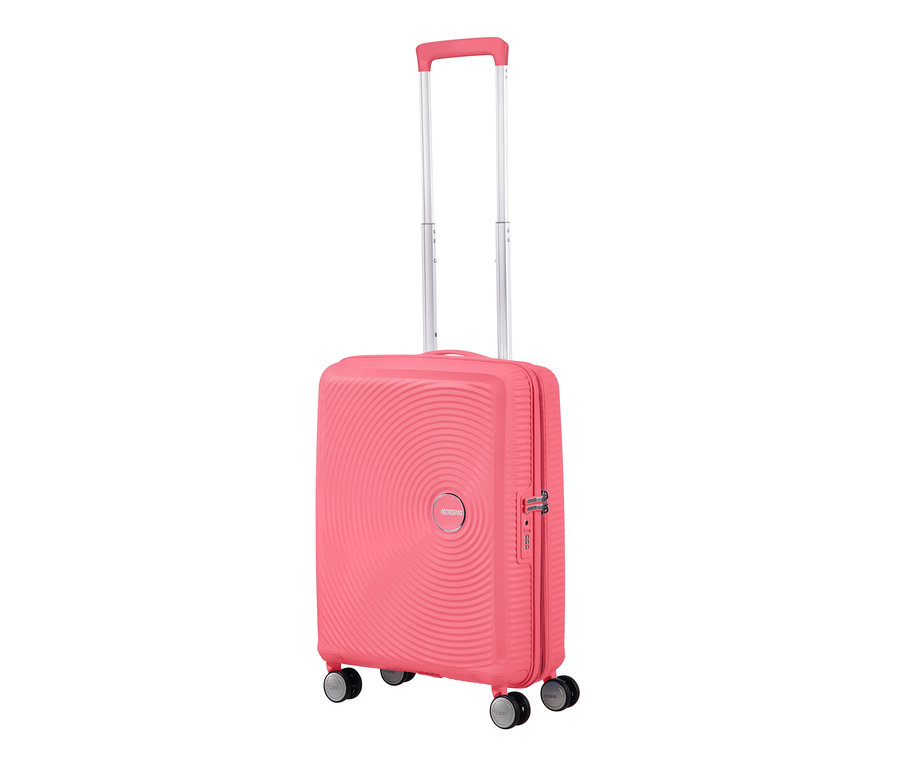 Ein sun kissed coral farbener American Tourister Hartschalen-Koffer »Soundbox« Spinner, klein.
