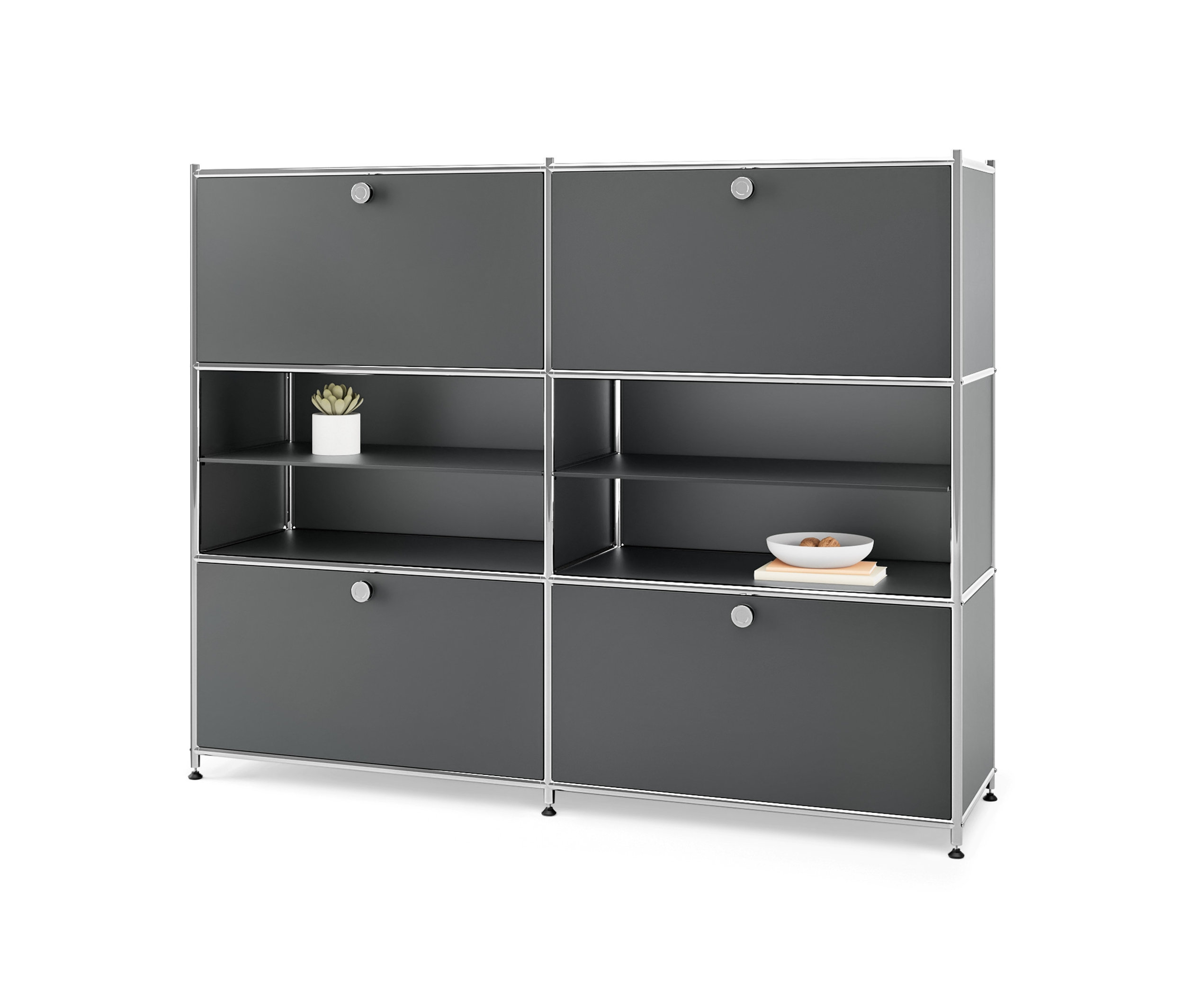 Tchibo - Kommode Metall »Cn3« mit 4 Klappenfächern - 152x40x120,5cm - chrom - Stahl / Aluminium / Kunststoff