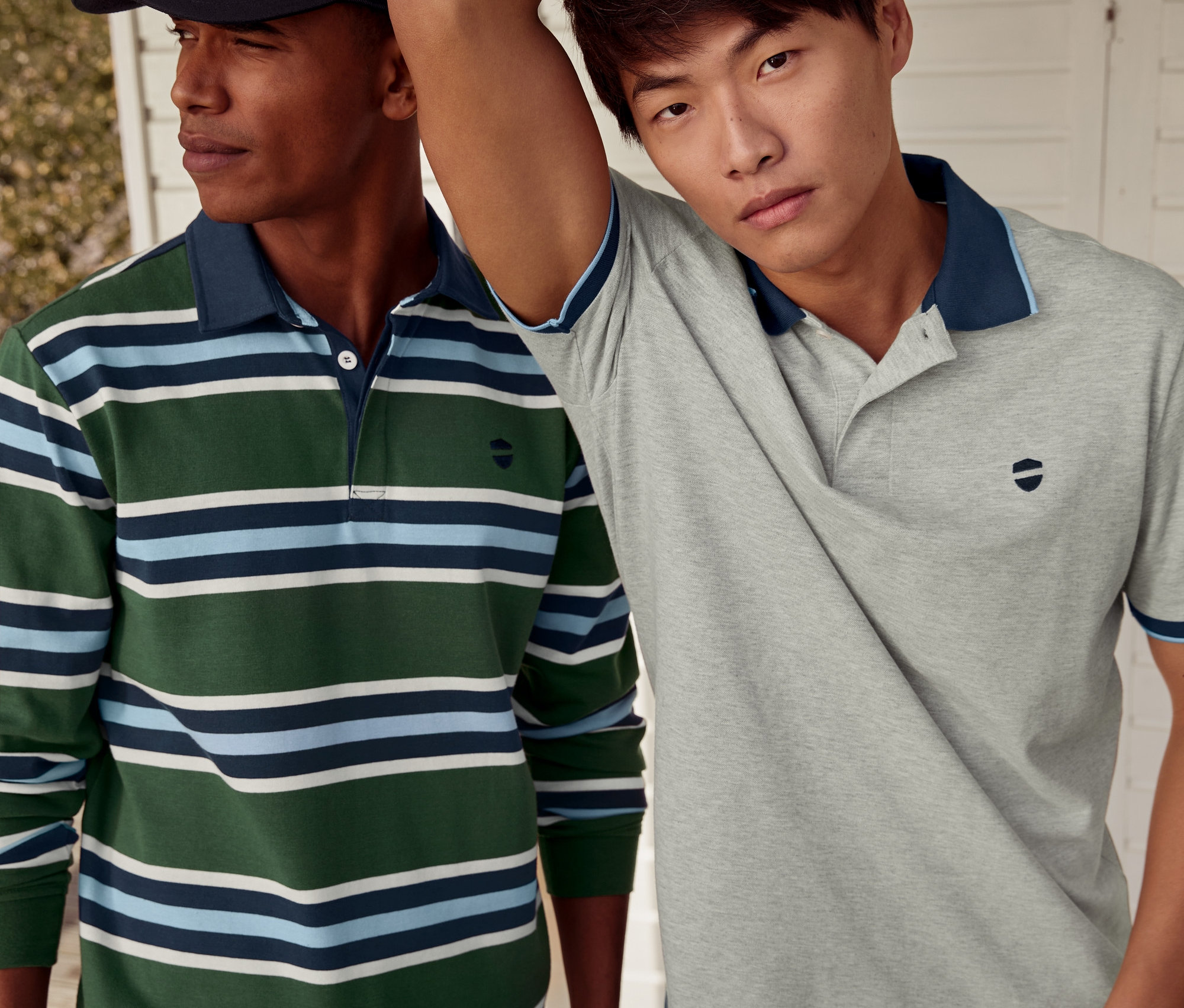 Thumbnail - Tchibo - Langarm-Poloshirt - Herren - Gr. S - weiß/gestreift