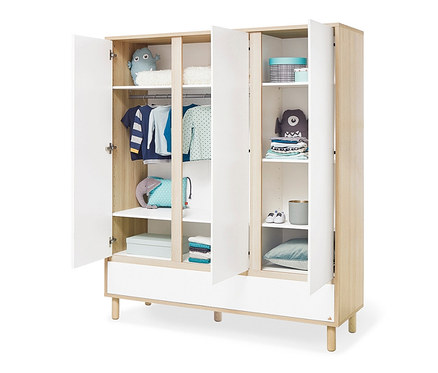 Offener Pinolino Schrank »Flow«, groß, mit Kleidung, Spielzeug und Aufbewahrungsboxen.