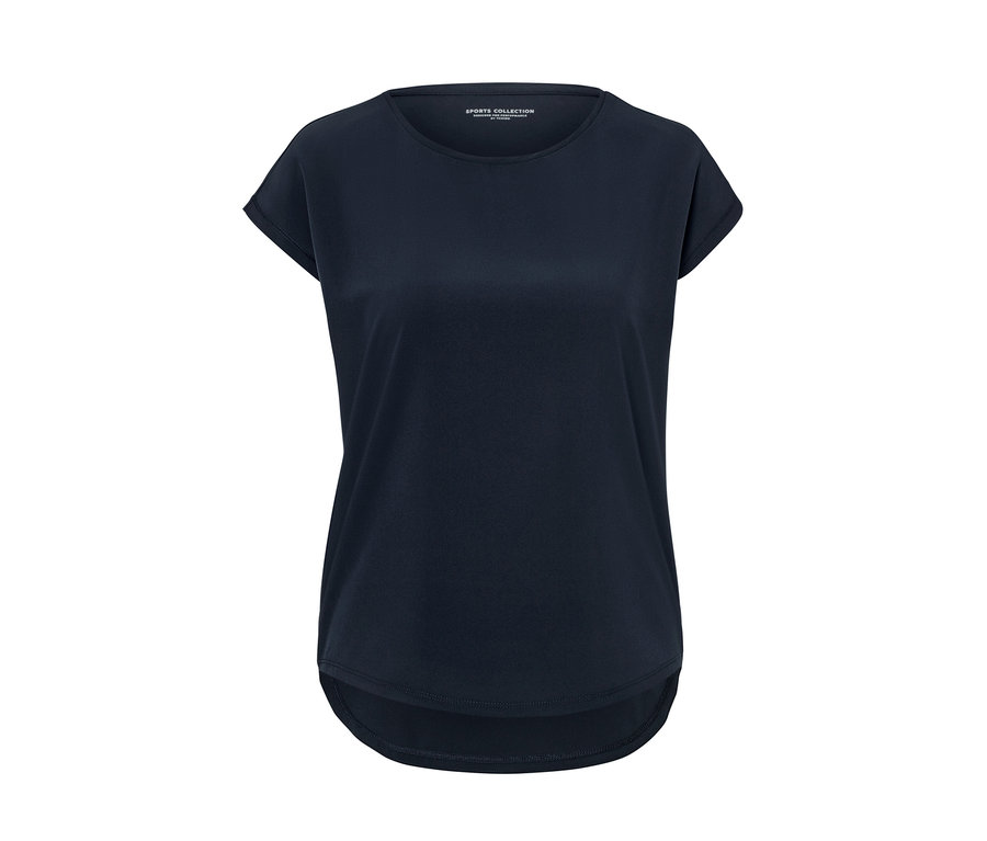 Dunkelblaues Sportshirt.