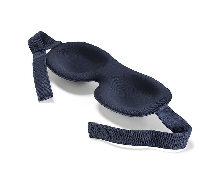 Blaue Schlafmaske.