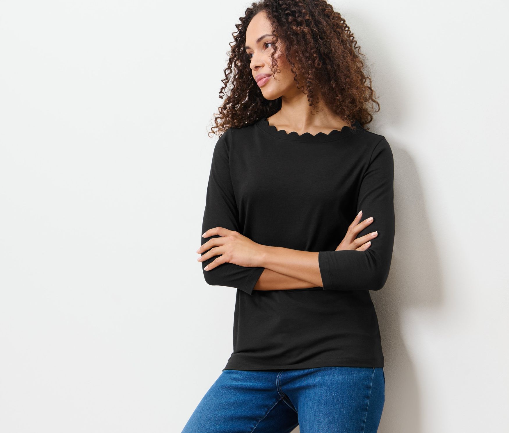Thumbnail - Tchibo - Shirt mit 3/4-Arm - Damen - Gr. L - schwarz