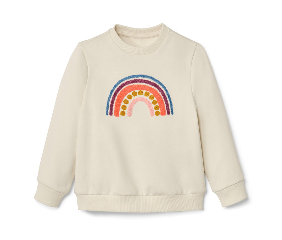 Kinder-Sweater mit Regenbogen-Applikation.