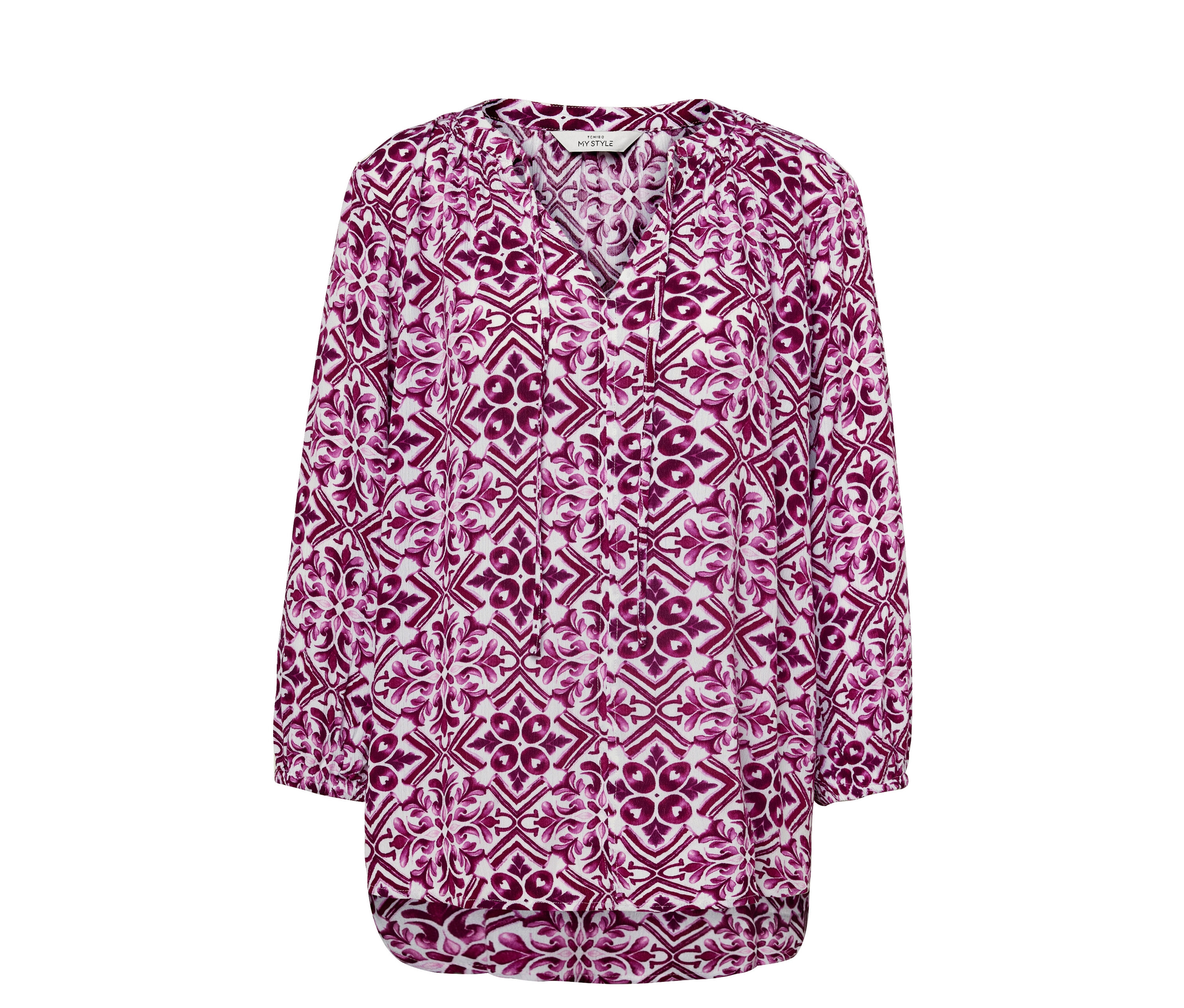 Tchibo - Bedruckte Tunika-Bluse - Damen - Gr. 36 - weiß/print