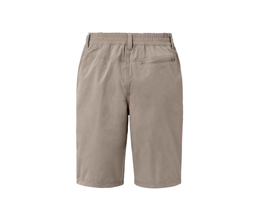Rückansicht der Softshell-Funktionsshorts in Taupe.