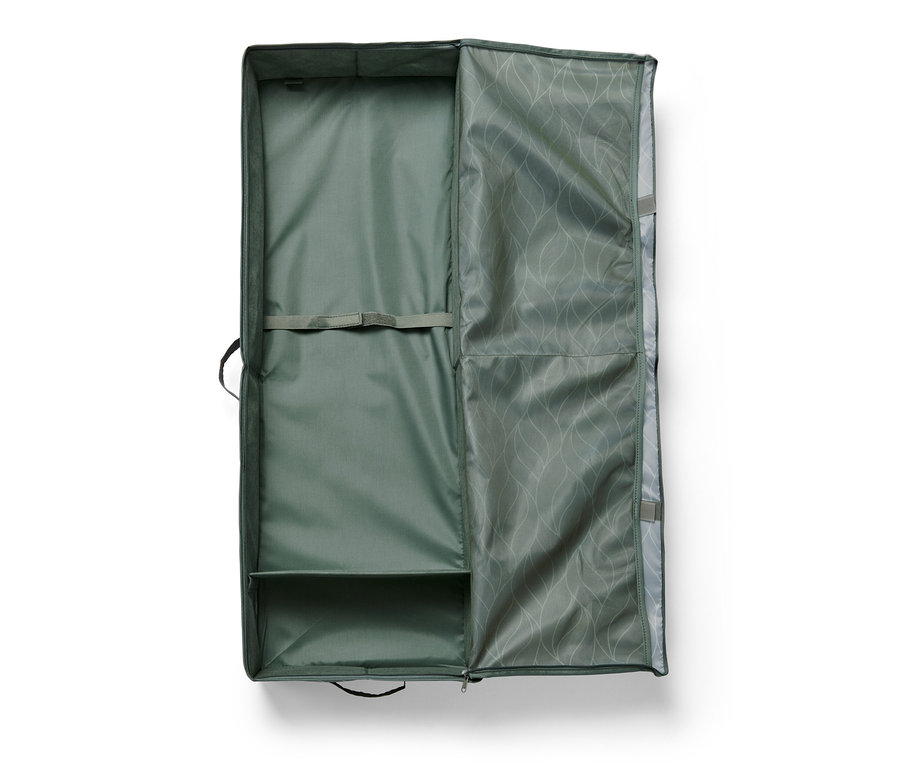 Ein geöffneter Geschenkpapier-Organizer ist leer.