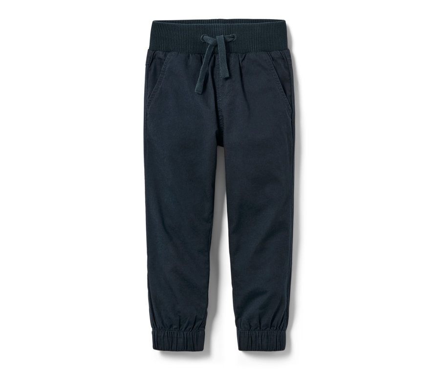 Dunkelblaue Kinder-Pull-on-Pants – Fit »Anton« mit elastischem Bund und Kordelzug.