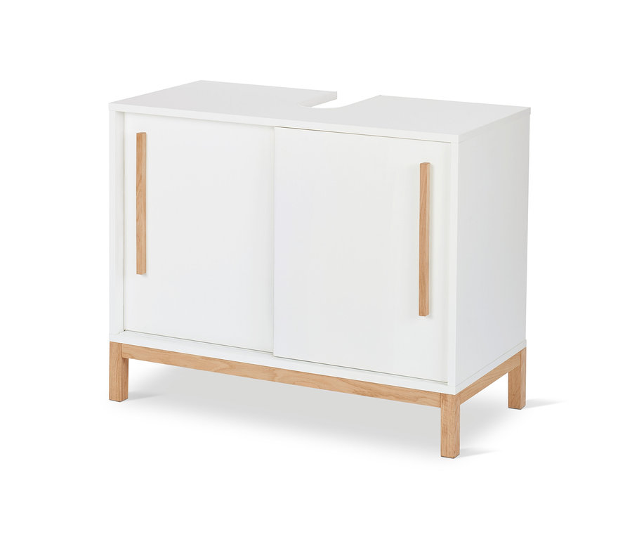 Weißer Waschbeckenunterschrank »Eklund« mit 2 Schiebetüren.