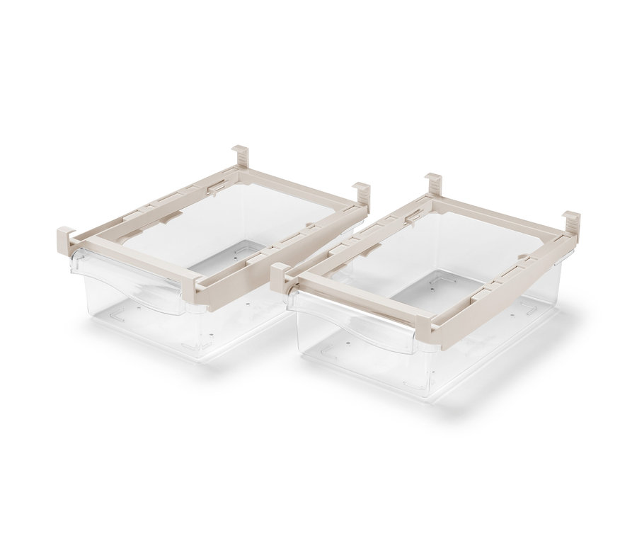 Zwei ausziehbare Kühlschrankkörbe.