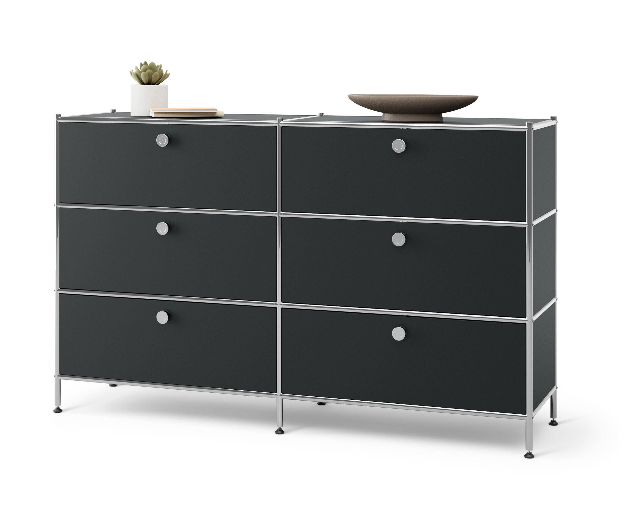 Tchibo - Kommode Metall »Cn3« mit 6 Schubladen - 152x40x73,5cm - schwarz - Stahl / Aluminium / Kunststoff