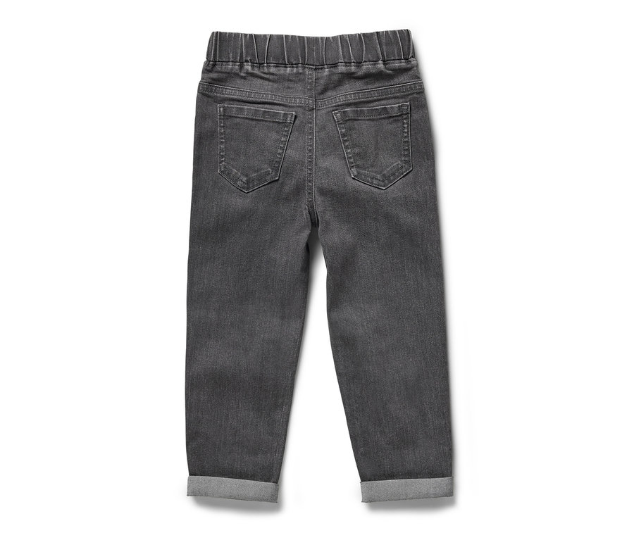 Detail einer grauen Kinder-Pull-on-Pants – Fit »Luca« mit Gummizugbund und hochgekrempelten Hosenbeinen.