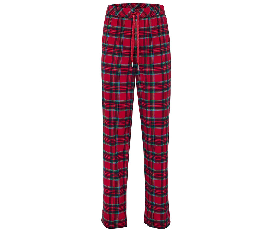 Rot karierte Hose mit rotem Kordelzug.