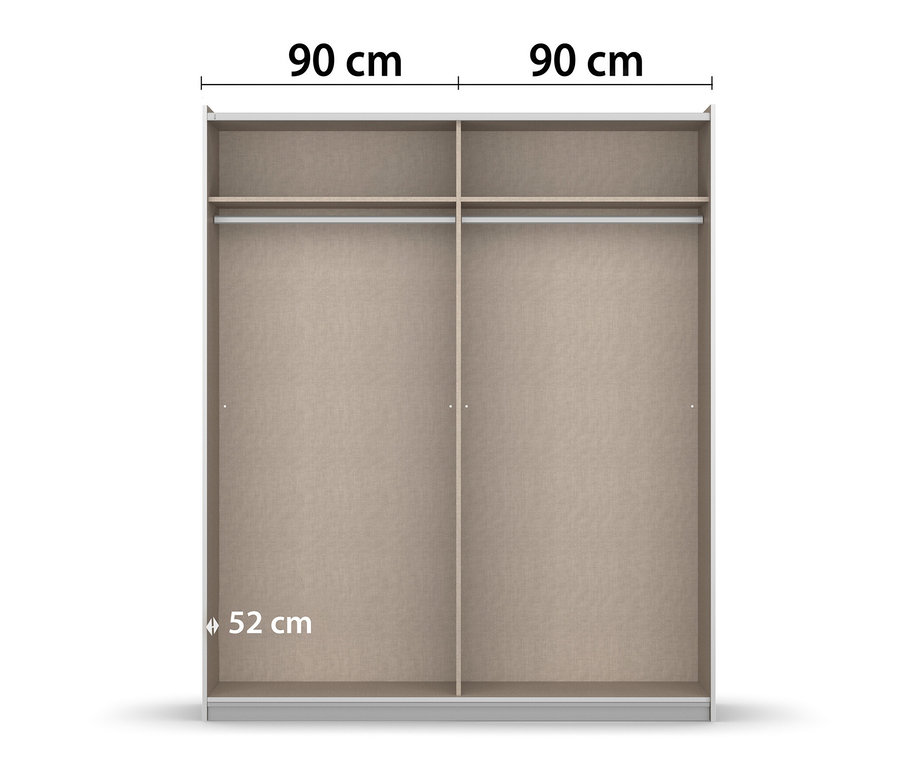 Illustration eines weißen Schwebetürenschranks.