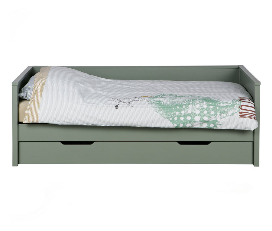 Grünes Woood Bettkasten »Nikki« Kinderbett mit Stauraum.