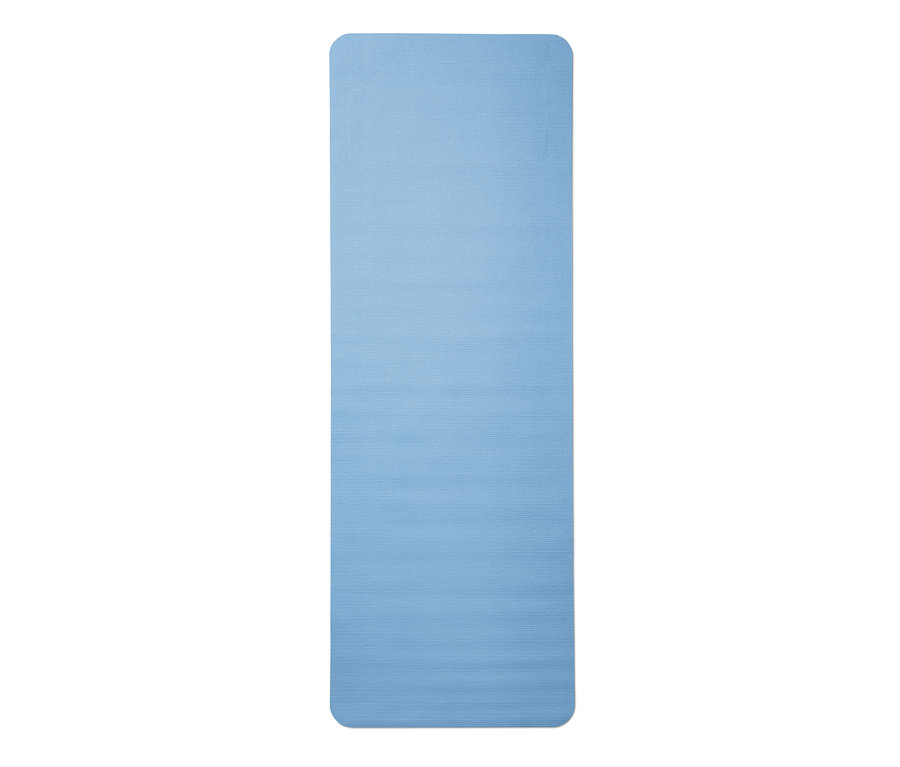 Eine blaue Yoga- und Fitnessmatte.