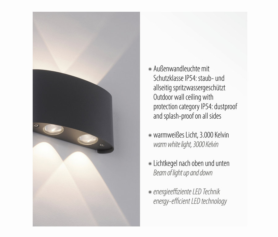 Paul Neuhaus LED-Outdoor-Wandleuchte »Carlo« an der Wand.