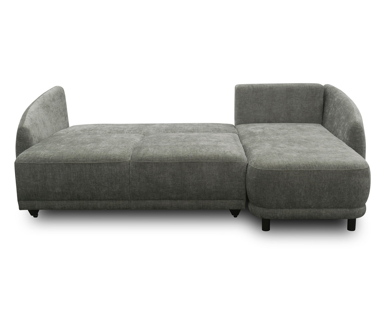Graues DOMO Ecksofa Longchair, rechtsbündig.