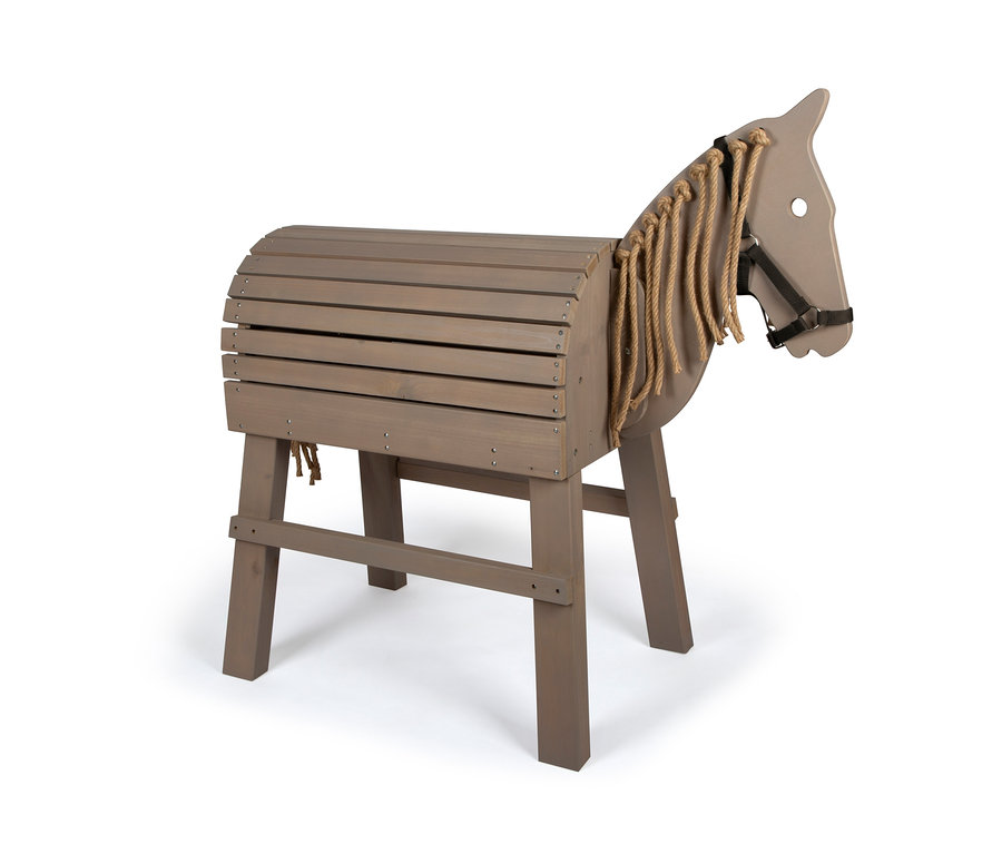 Graues small foot Holzpferd.