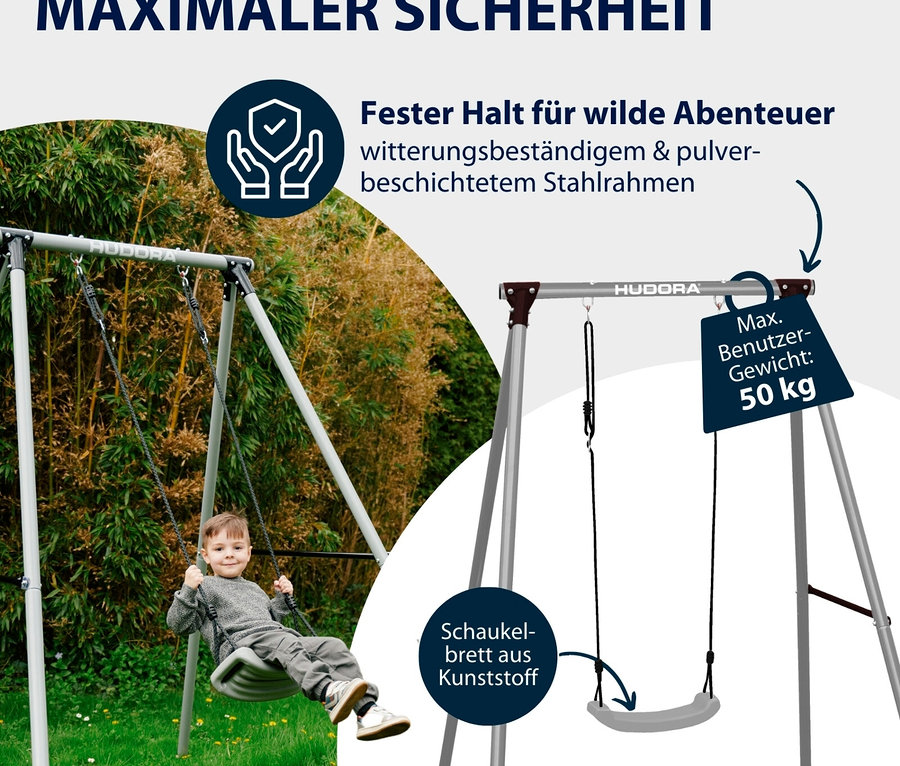 Ein Junge schaukelt auf einer HUDORA Schaukel »Start«.