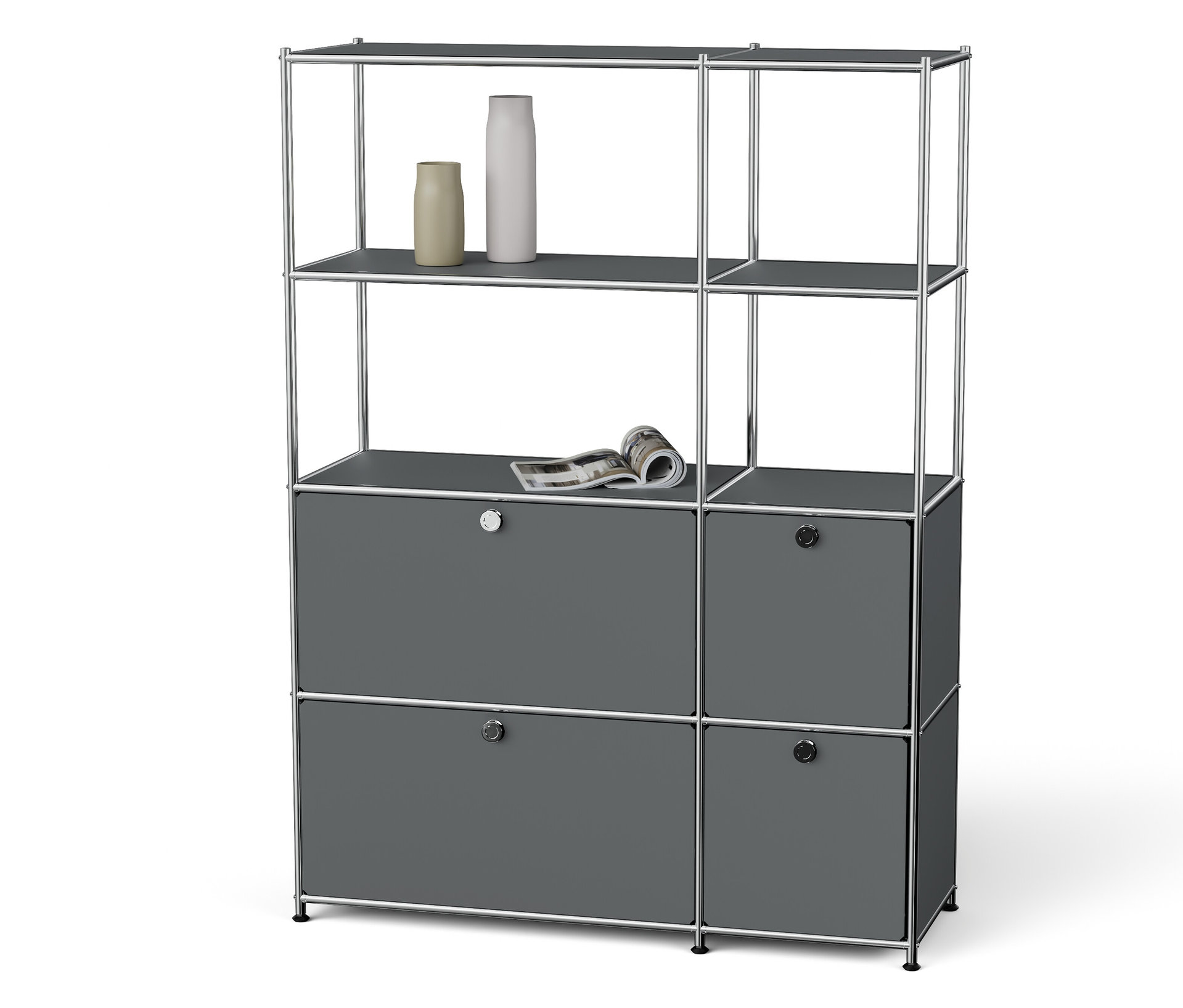 Tchibo - Regal Metall »Cn3« mit 4 Klappenfächern - 116x40x158,5cm - chrom -