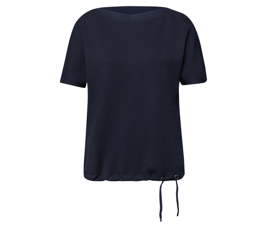 Das marineblaue Street One Kurzarmshirt liegt auf einem weißen Hintergrund.