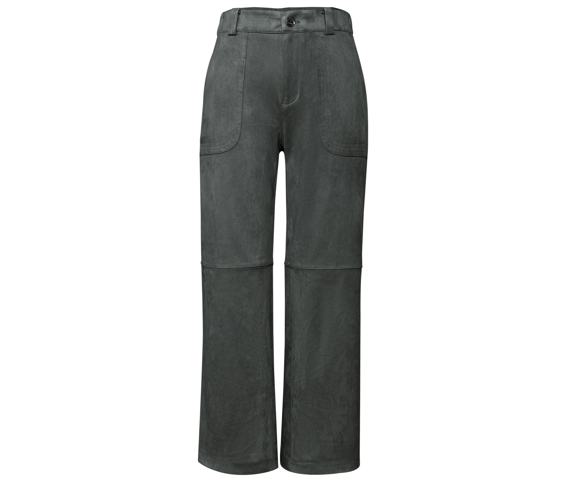 Velourshose Straight Leg - Damen - Gr. 44 - grün - grün