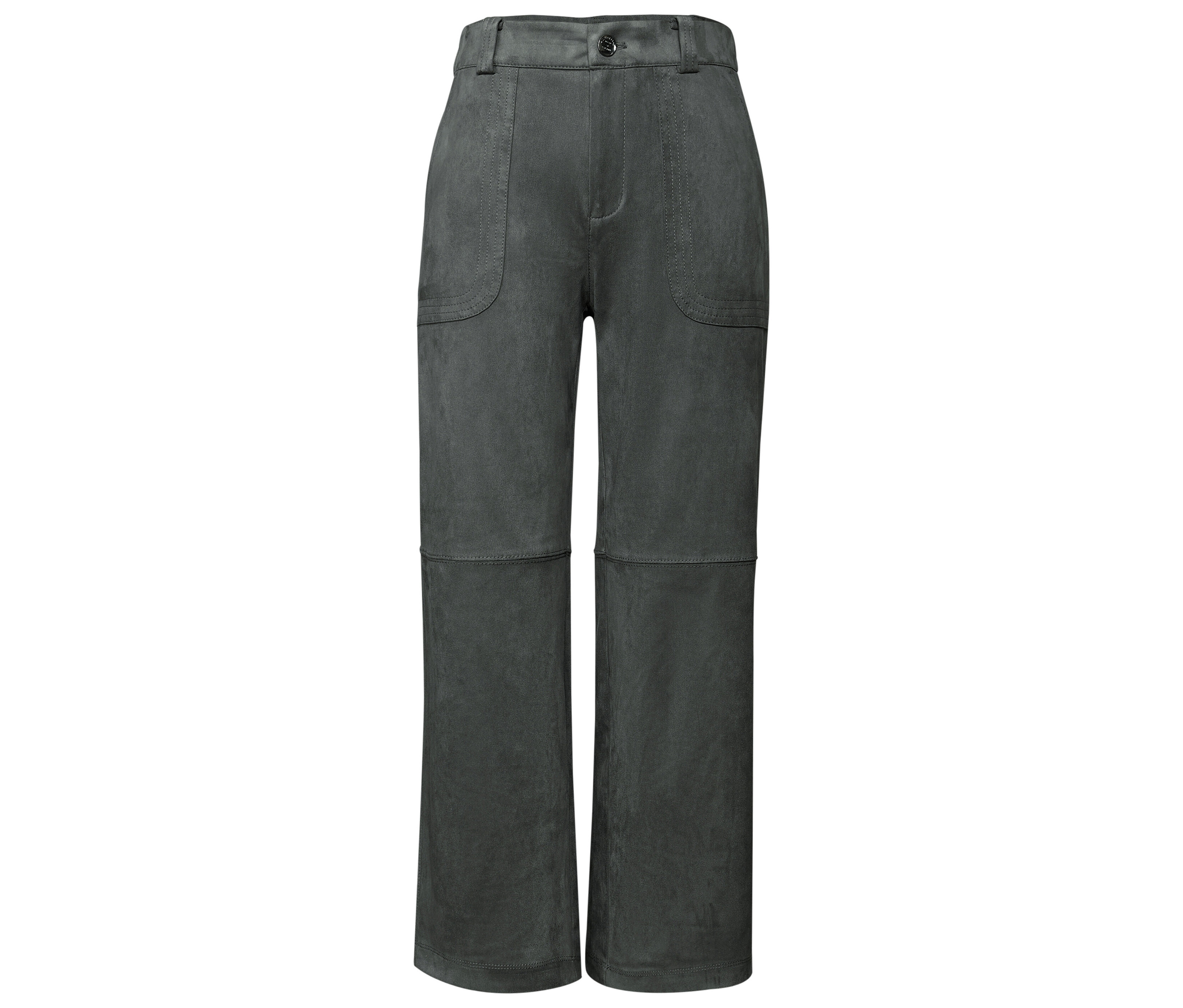 Street One Velourshose Straight Leg - Damen - Gr. 42 - Grün