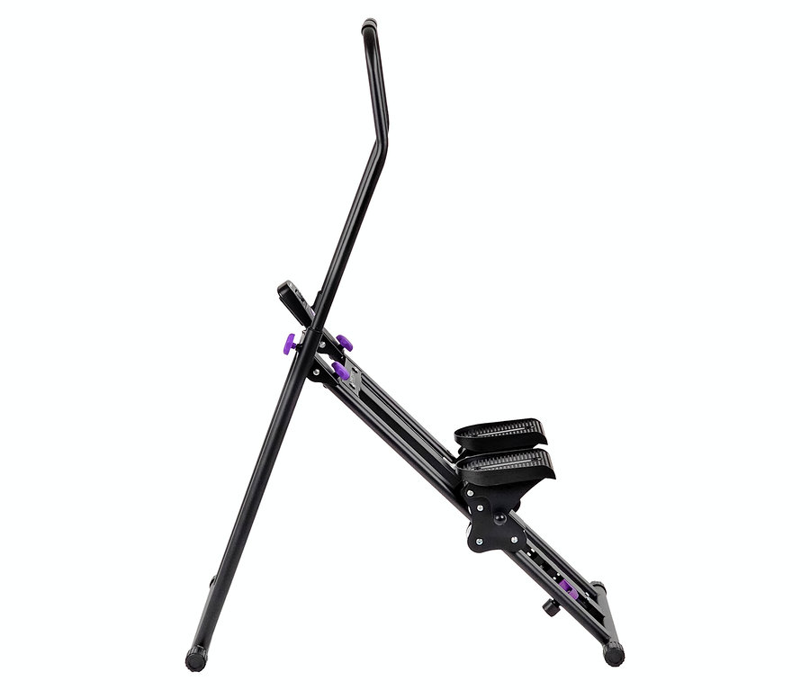 Schwarzer Stepper mit lila Akzenten.